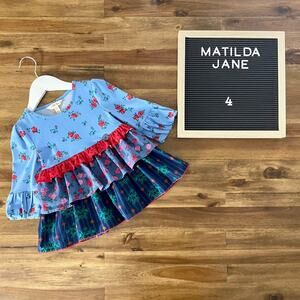 Matilda Jane Choose Your Own Path Feeling Festive Blue Red Green Floral Top 4